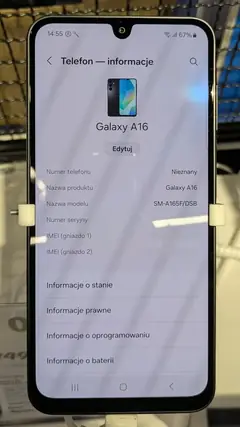 Samsung Galaxy A16, Ã¶nden, maÄŸaza standÄ±nda