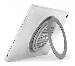 Lenovo Tab Plus Gen 2, arkadan üç çeyrek, standlı