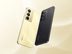 realme C75, arkadan, iki renk (Altın ve Siyah)