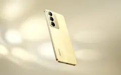 realme C75, arkadan, sade sahne (Altın)