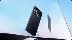 realme Note 50, önden ve arkadan, sahne (Siyah)