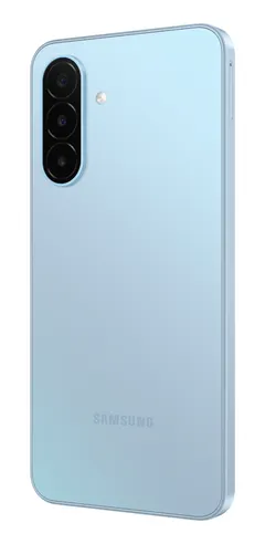 Galaxy A18 Açık Mavi 128 GB, arkadan üç çeyrek (Açık Mavi)