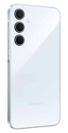 Galaxy A35 5G Buz Mavisi 256 GB, arkadan üç çeyrek (Buz Mavisi)