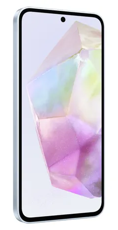 Galaxy A35 5G Buz Mavisi 256 GB, önden üç çeyrek (Buz Mavisi)