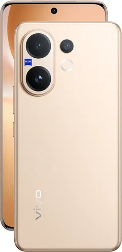 vivo V60, önden ve arkadan üç çeyrek (Altın Rengi)